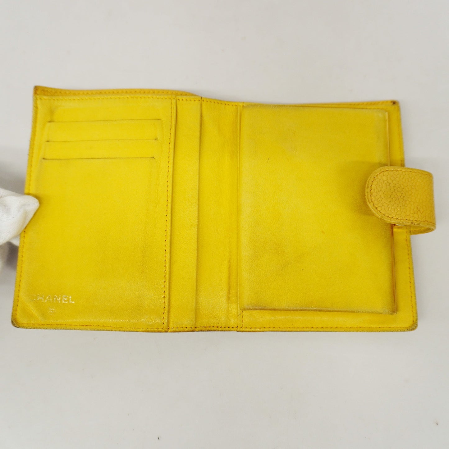 CHANEL  Wallet Gold Hardware Women's Caviar Leather Yellow