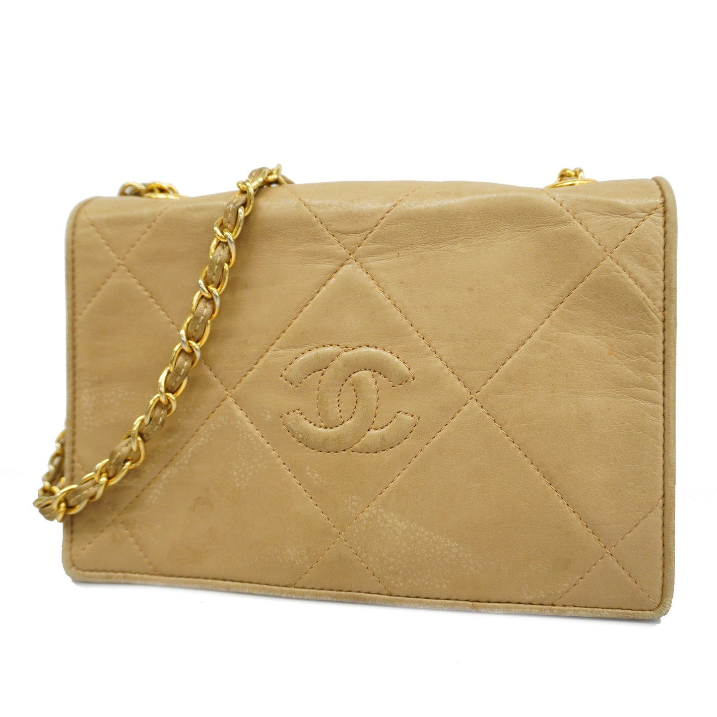 Luxury Chanel  Matelasse Single Chain Women's Leather Shoulder Bag Beige