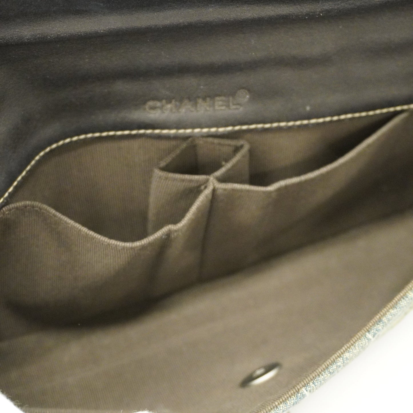 CHANEL  Chocolate Bar Chain Shoulder Women's Denim Shoulder Bag Blue
