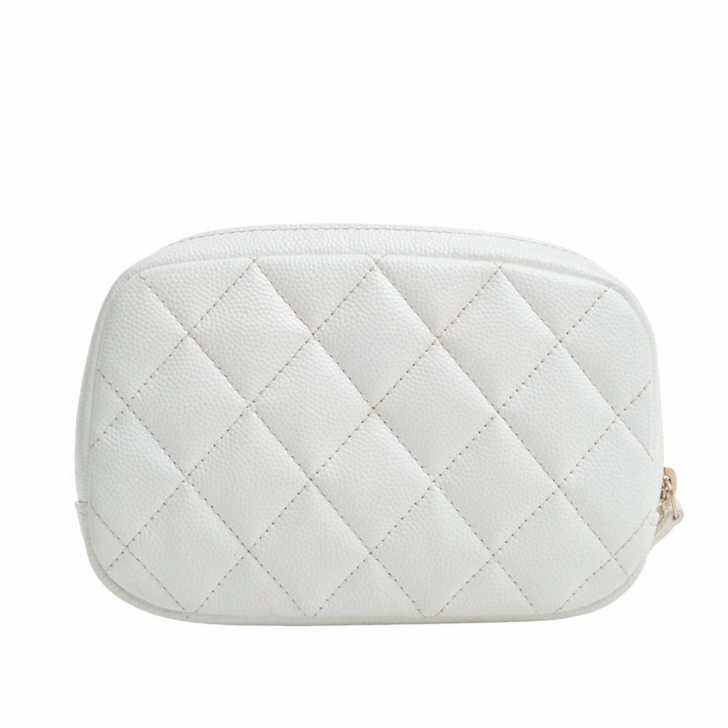 Luxury Chanel Caviar Skin Matelasse Coco Mark Pouch White Ladies