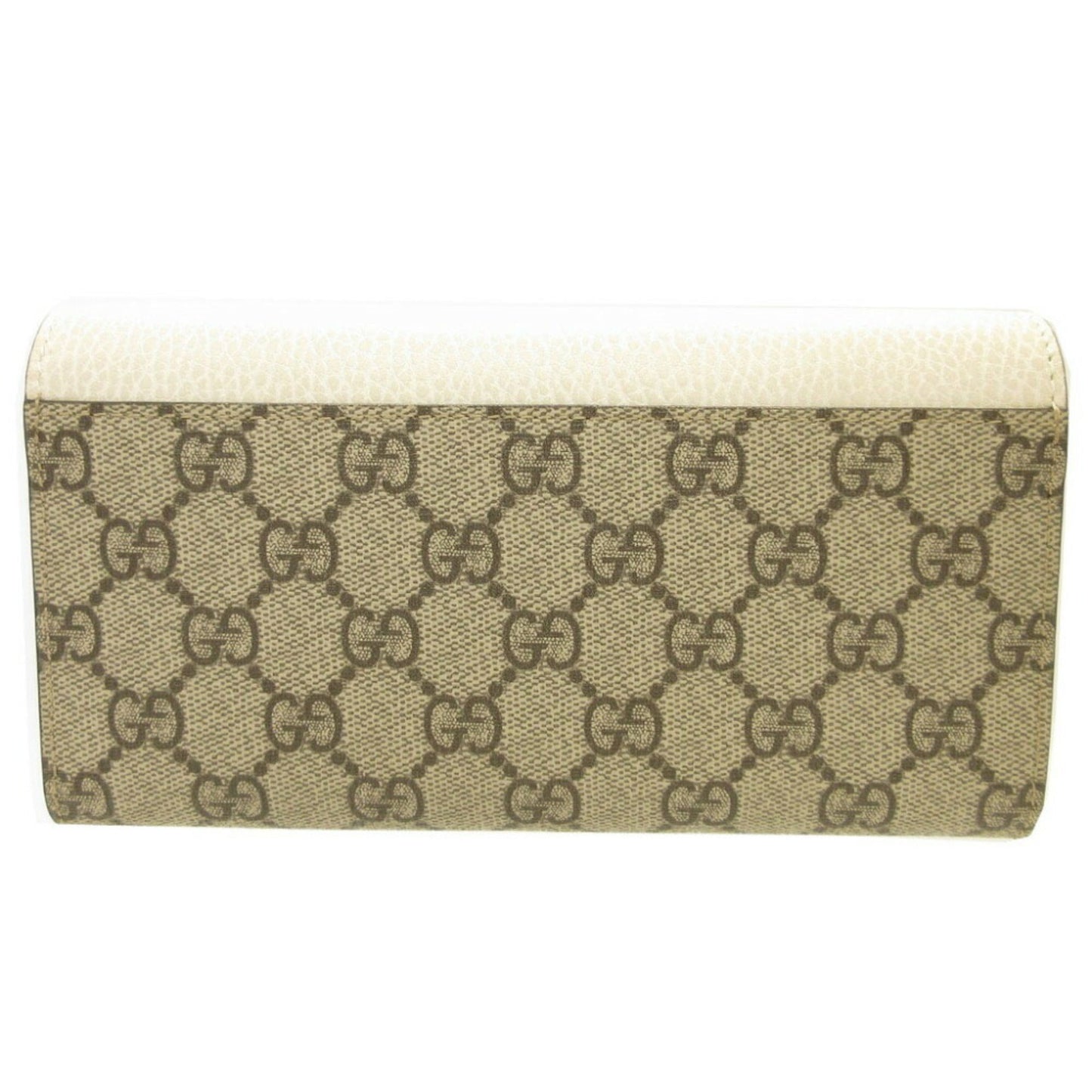 Luxury Gucci GG Marmont 456116 Continental Supreme Leather Beige Ivory Bifold Long Wallet