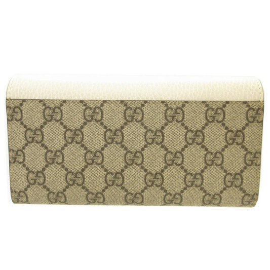 Luxury Gucci GG Marmont 456116 Continental Supreme Leather Beige Ivory Bifold Long Wallet
