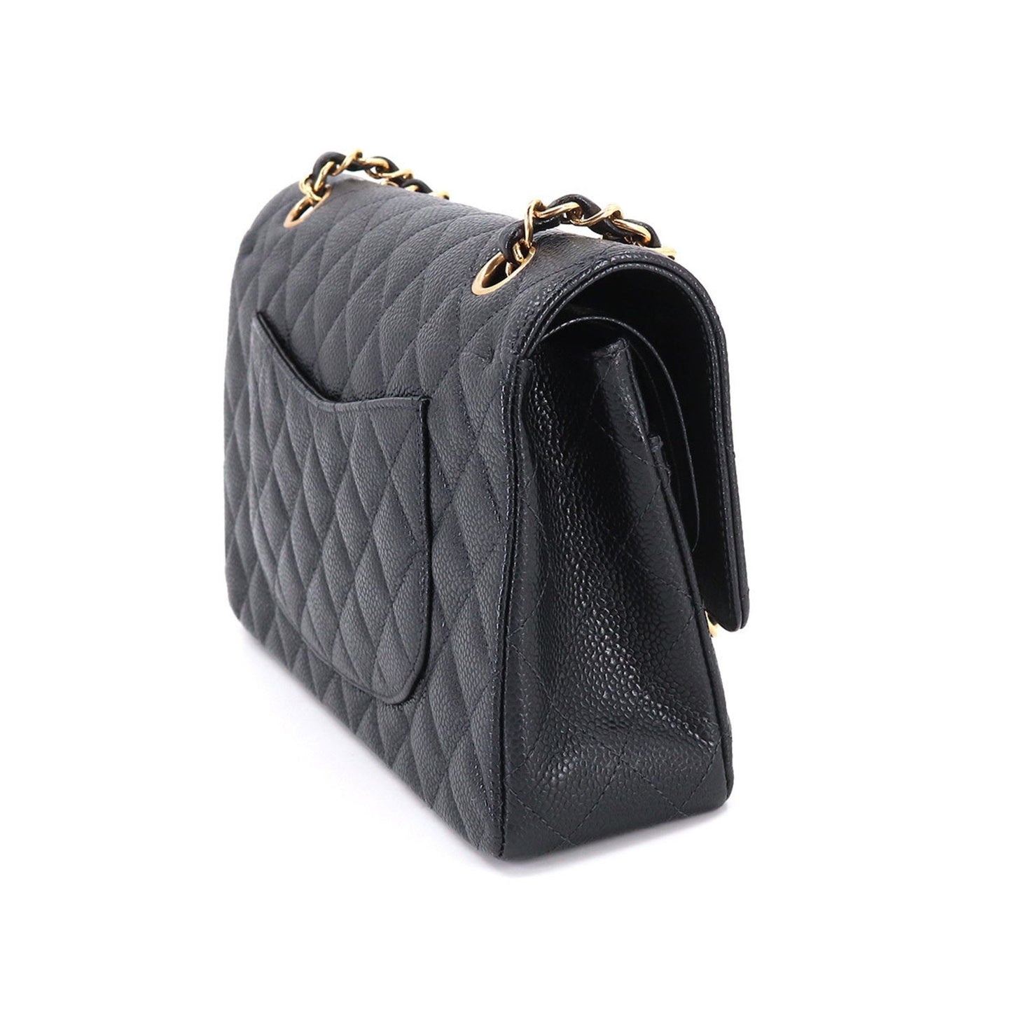Luxury Chanel Matelasse 25 Chain Shoulder Bag Caviar Skin Black A01112 Gold Hardware Coco Mark Vintage