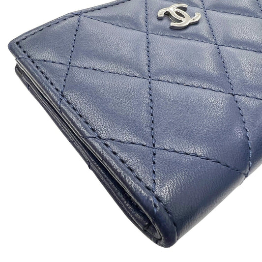 Luxury Chanel Classic Zip Matelasse Coin Case Card Key Ring Purse Navy Lambskin Coco Mark Wallet A68943 Women's Men's 2