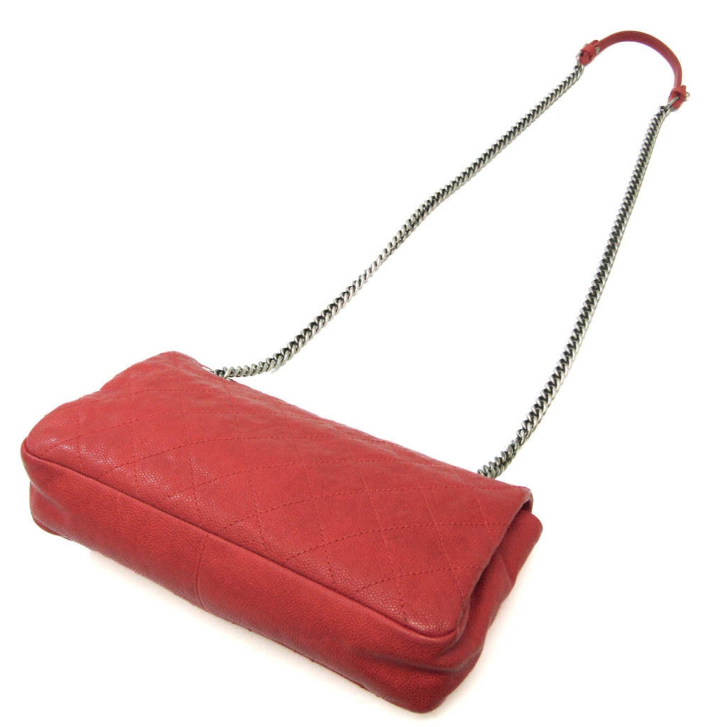 Luxury Chanel Caviar Skin Matelasse Women's Leather Shoulder Bag Red Color