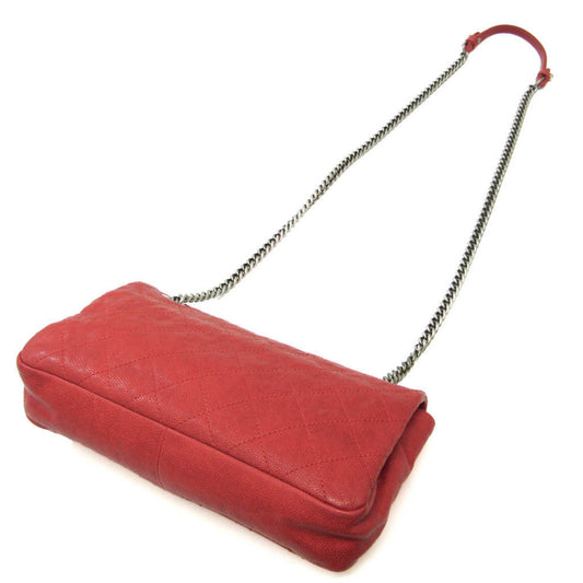 Luxury Chanel Caviar Skin Matelasse Women's Leather Shoulder Bag Red Color