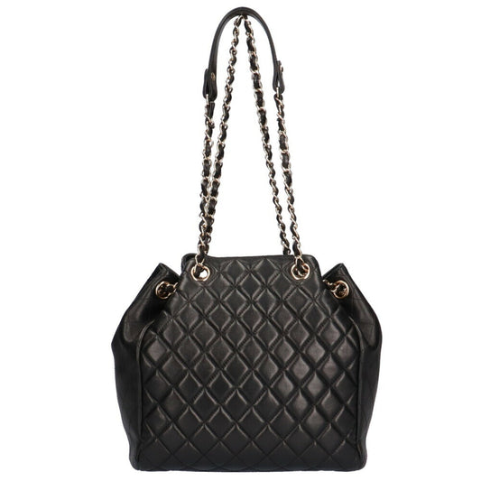 Luxury Chanel chain matelasse shoulder bag lambskin black ladies