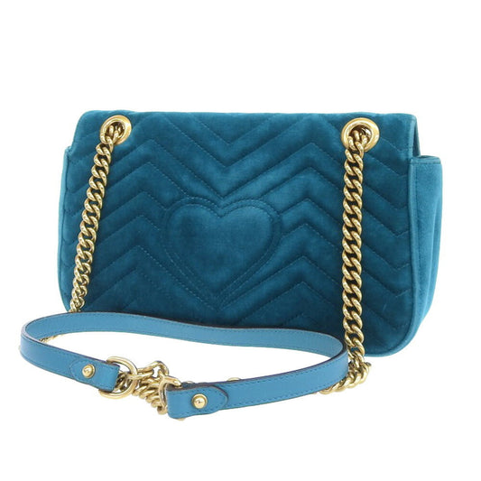 Luxury Gucci GG Marmont Velvet Suede Buckskin Heart Chain Shoulder Bag 443497 591693