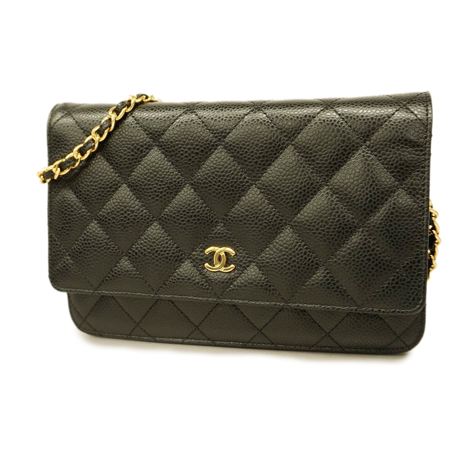CHANEL  Matelasse Chain Shoulder Gold Hardware Caviar Leather Black