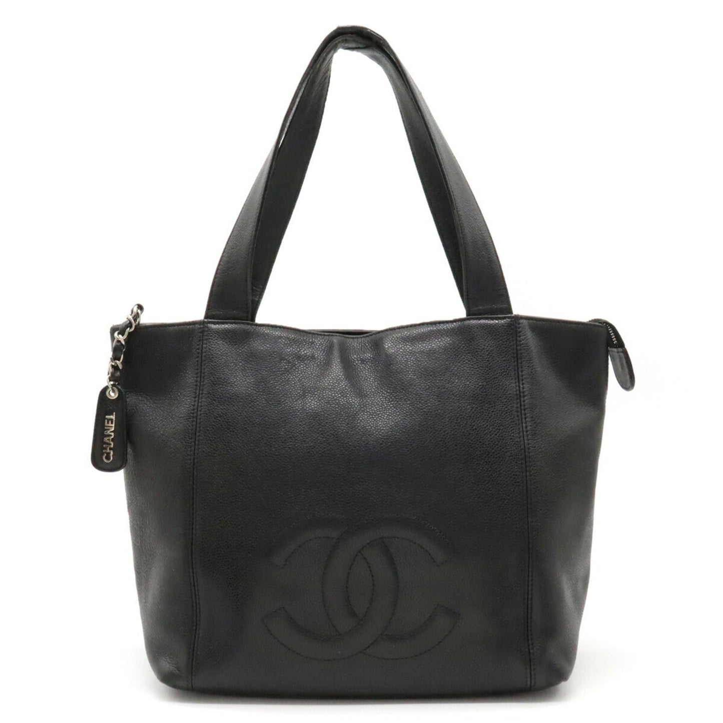 Luxury Chanel here mark tote bag shoulder caviar skin black