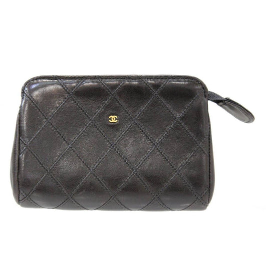 Luxury Chanel pouch matelasse black GC card hologram