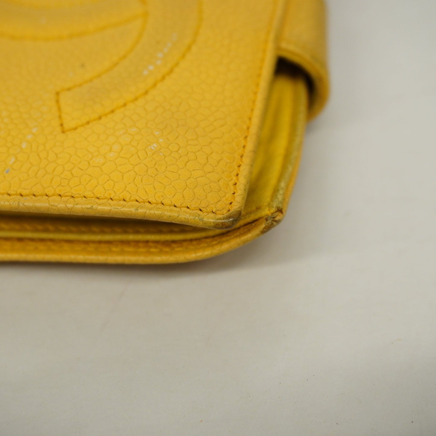 CHANEL  Wallet Gold Hardware Women's Caviar Leather Yellow
