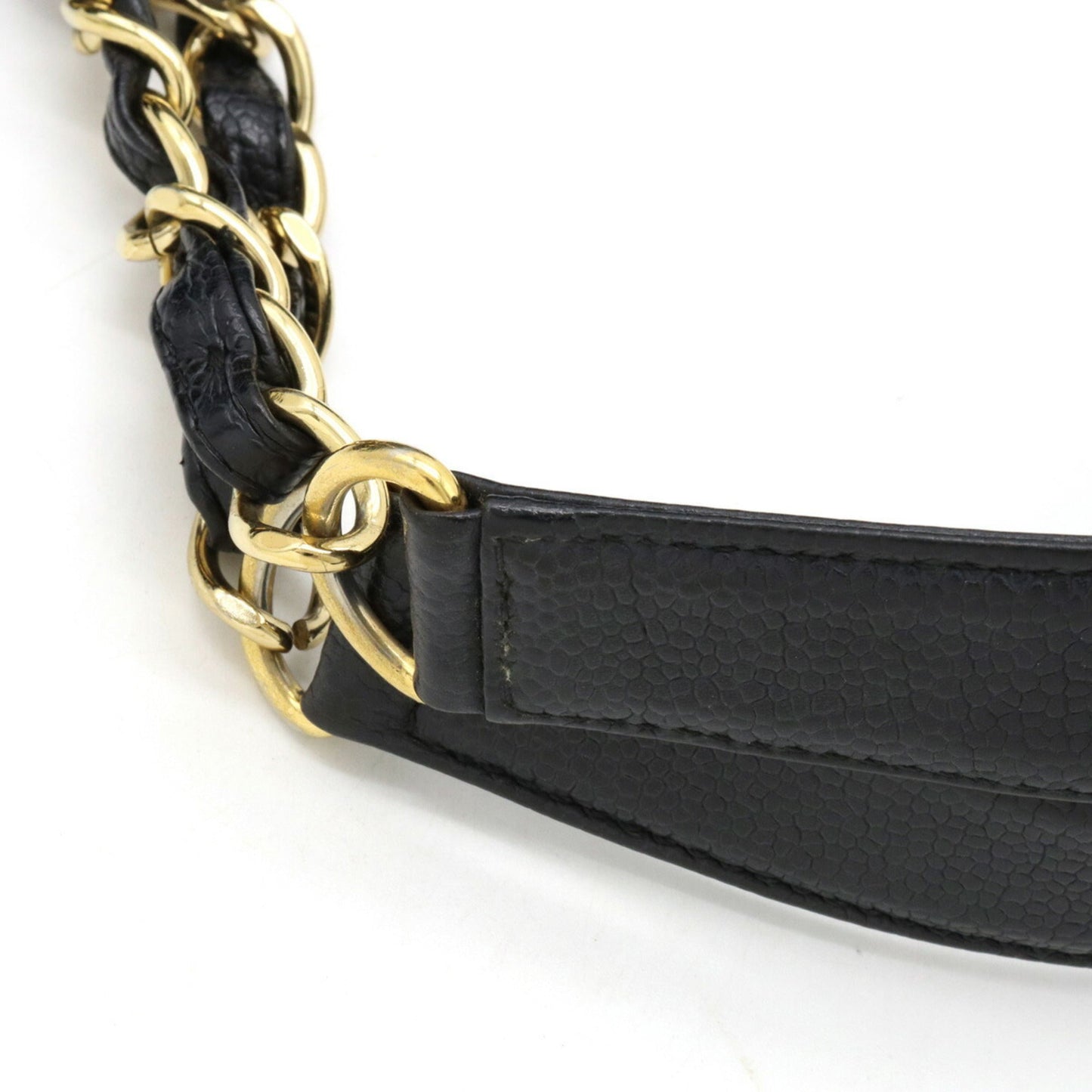 Luxury Chanel Matelasse Coco Mark Chain Tote Bag Shoulder Caviar Skin Leather Black A50995