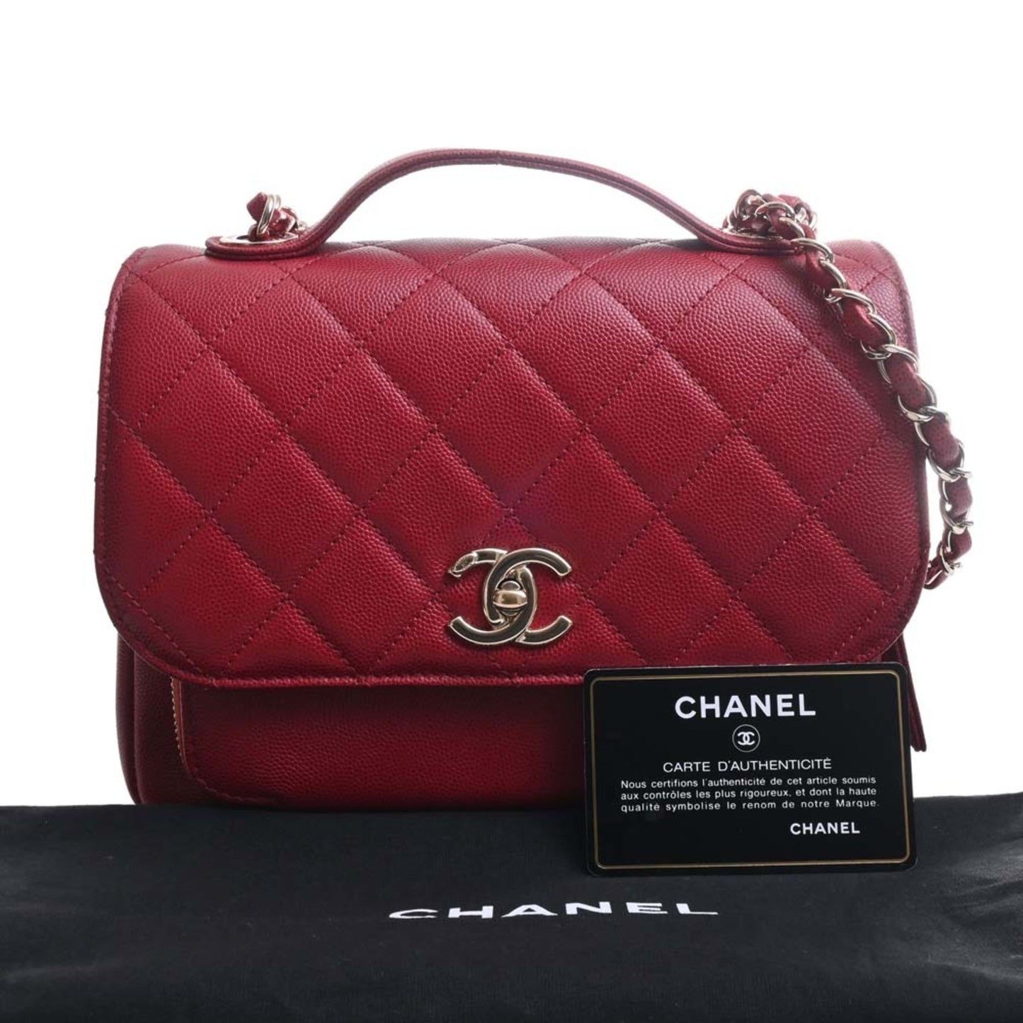Luxury Chanel Caviar Skin Matelasse Affinity Coco Mark Chain Shoulder Bag Red Ladies