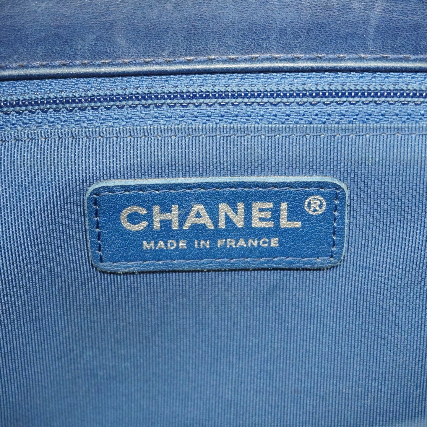 CHANEL  V Stitch W Flap W Chain Women's Leather Shoulder Bag Blue