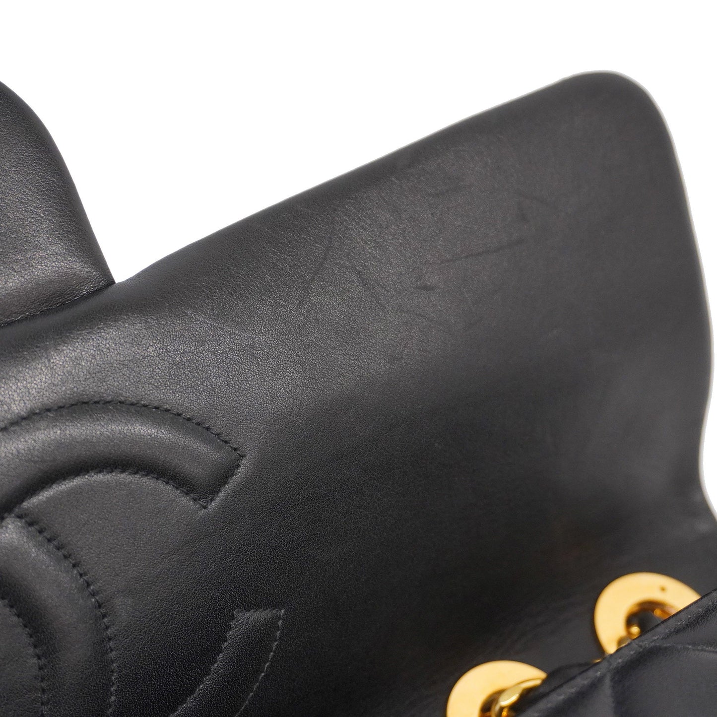 CHANEL  Big Matelasse W Chain Women's Leather Shoulder Bag Black