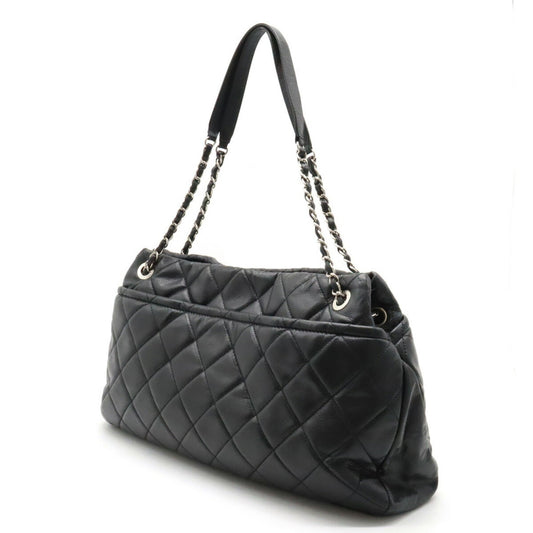 Luxury Chanel Matelasse Coco Mark Chain Tote Bag Shoulder Caviar Skin Leather Black A67292