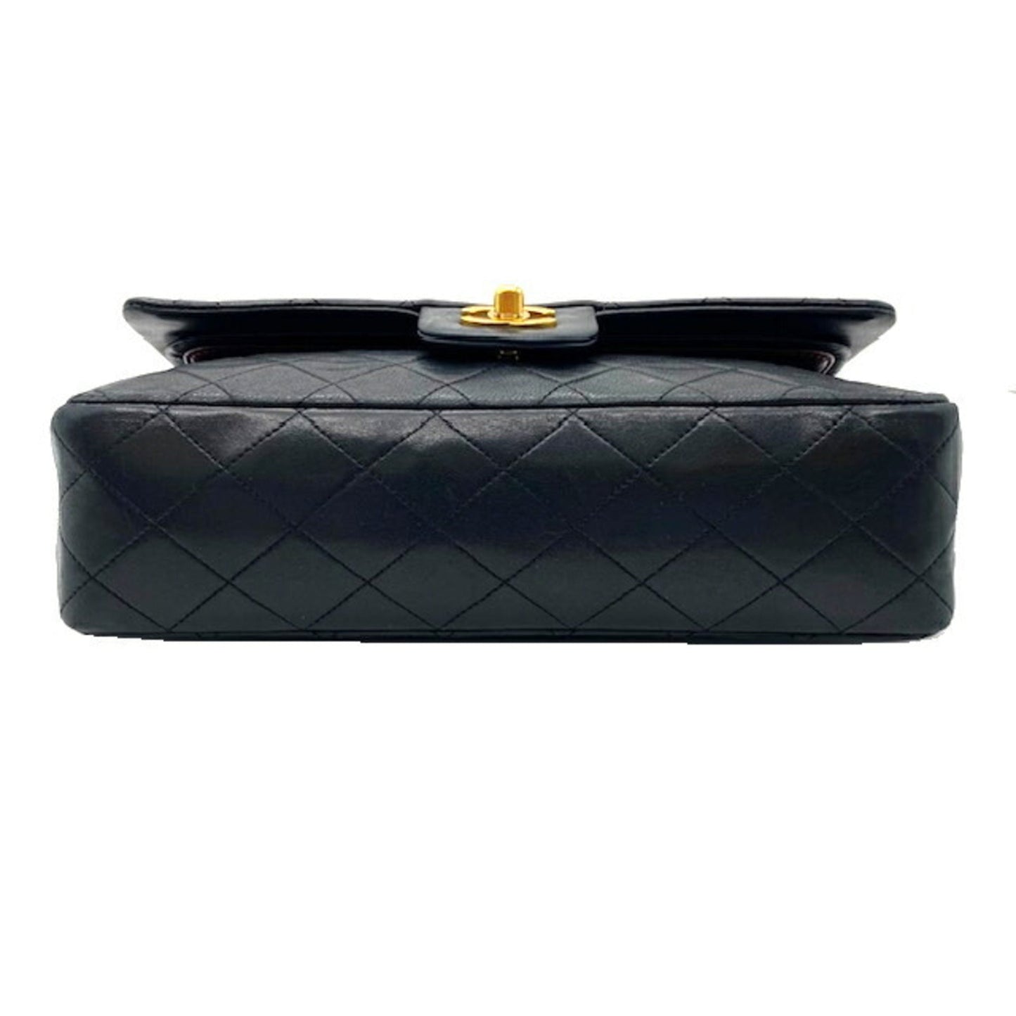 CHANEL Matelasse W Flap Chain Shoulder Bag Lambskin Black Seal Coco Mark -