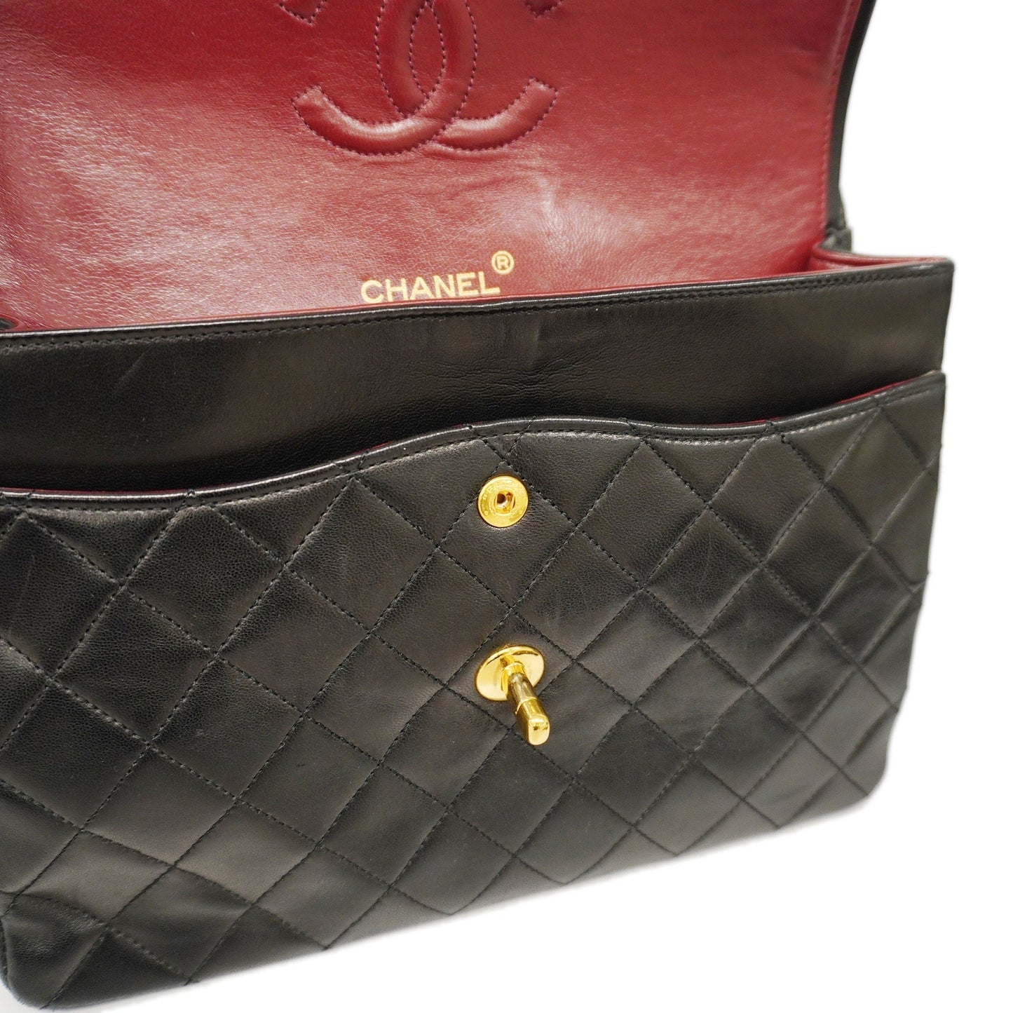 CHANEL  Matelasse W Flap W Chain Lambskin Women's Leather Shoulder Bag Black