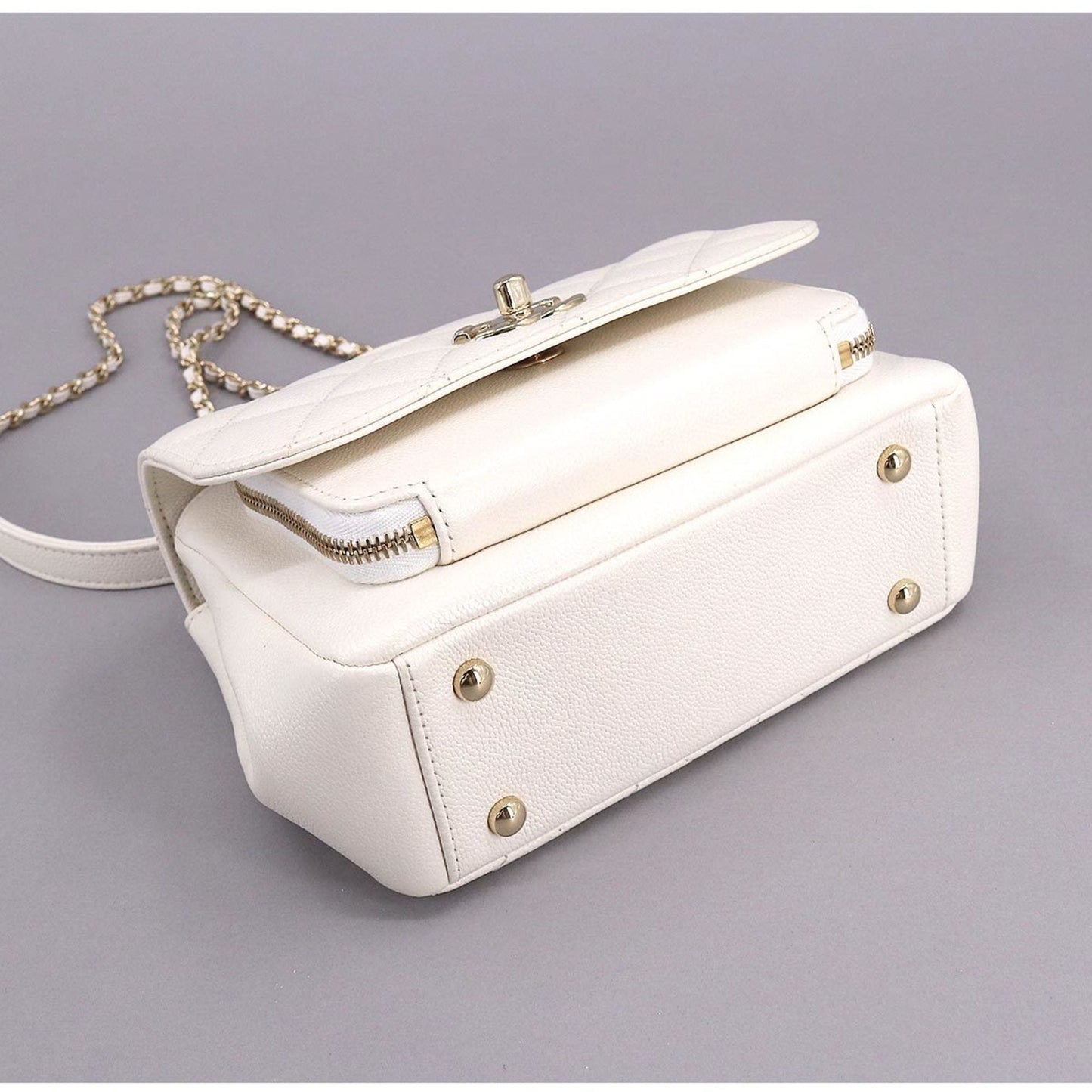 Luxury Chanel Matelasse Business Affinity 2way Hand Shoulder Bag Caviar Skin White A93607