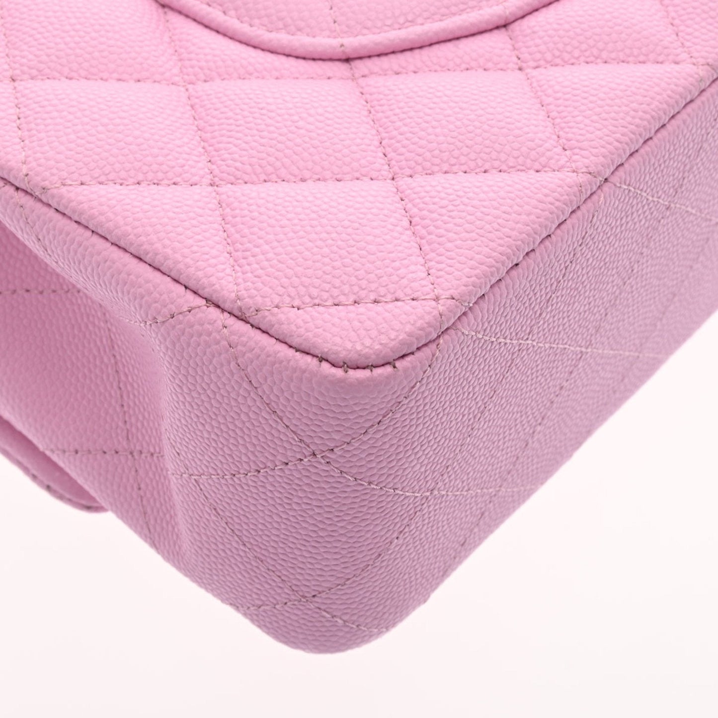 CHANEL matelasse W flap chain shoulder 25 pink ladies caviar skin bag