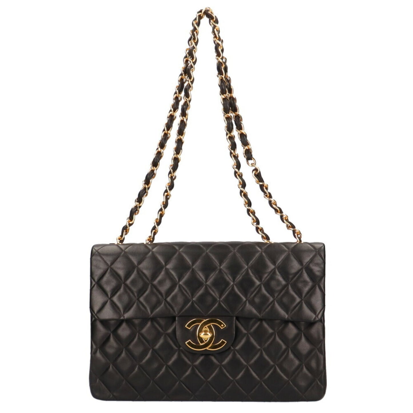 Luxury Chanel chain matelasse shoulder bag lambskin black ladies