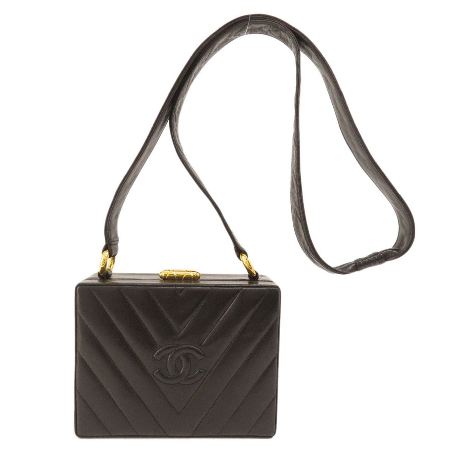 Luxury Chanel V Stitch Coco Mark Shoulder Bag Lambskin Women's
