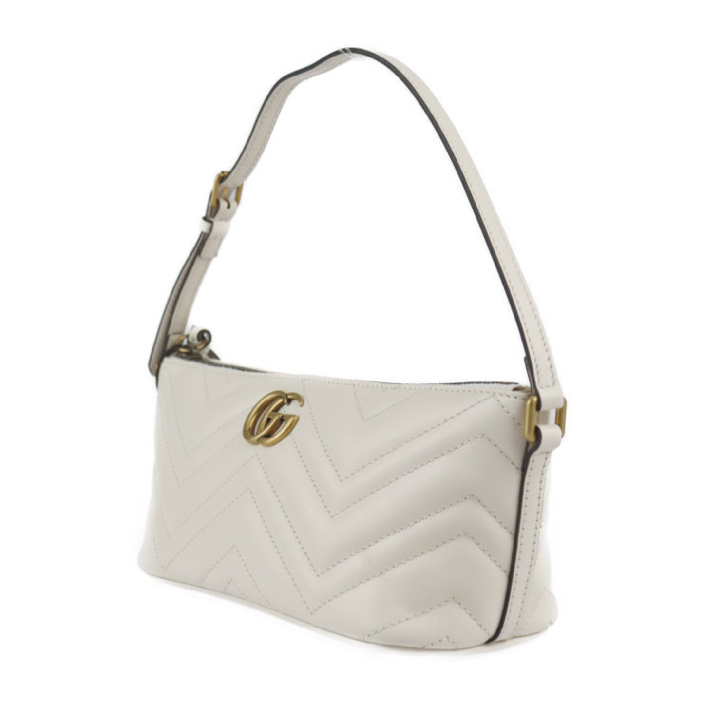 Luxury Gucci GG Marmont Shoulder Bag 739166 White Ivory Gold Hardware Quilted Handbag