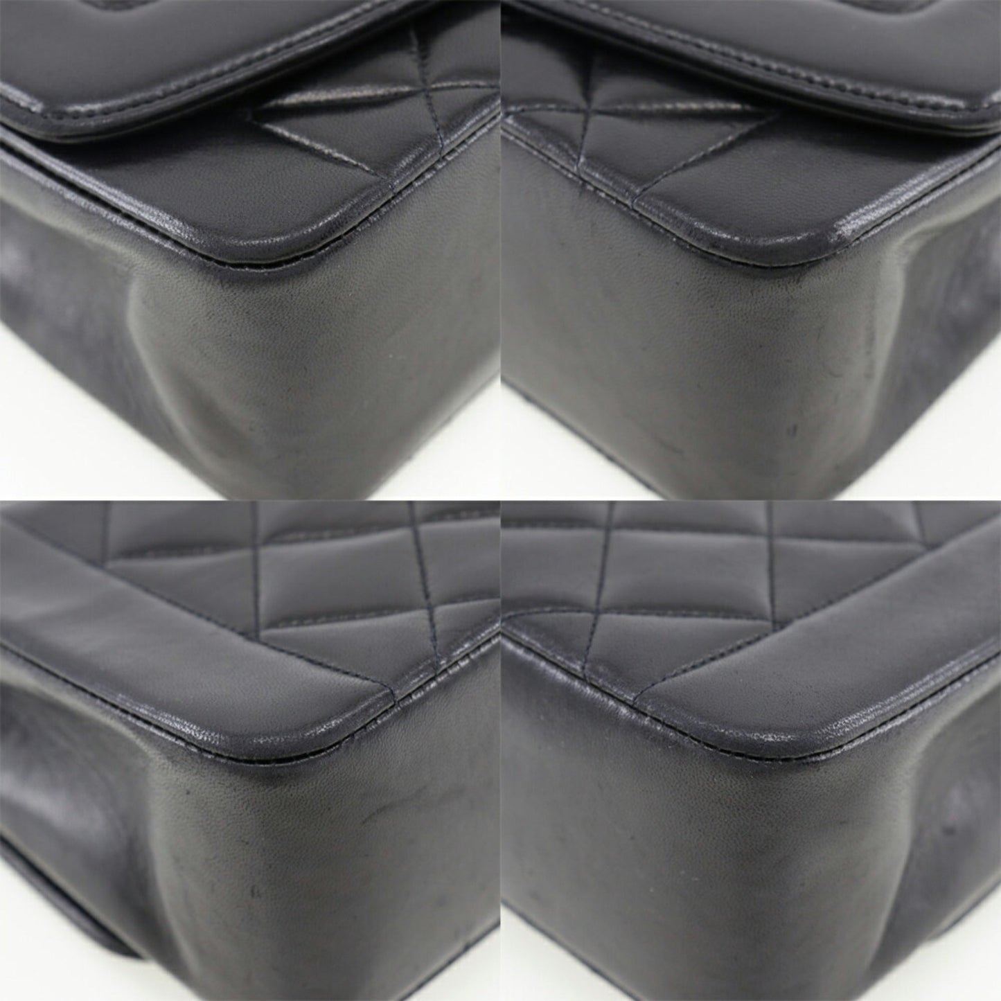 Luxury Chanel Chain Shoulder Bag Coco Mark Diana Matelasse Lambskin Black Ladies