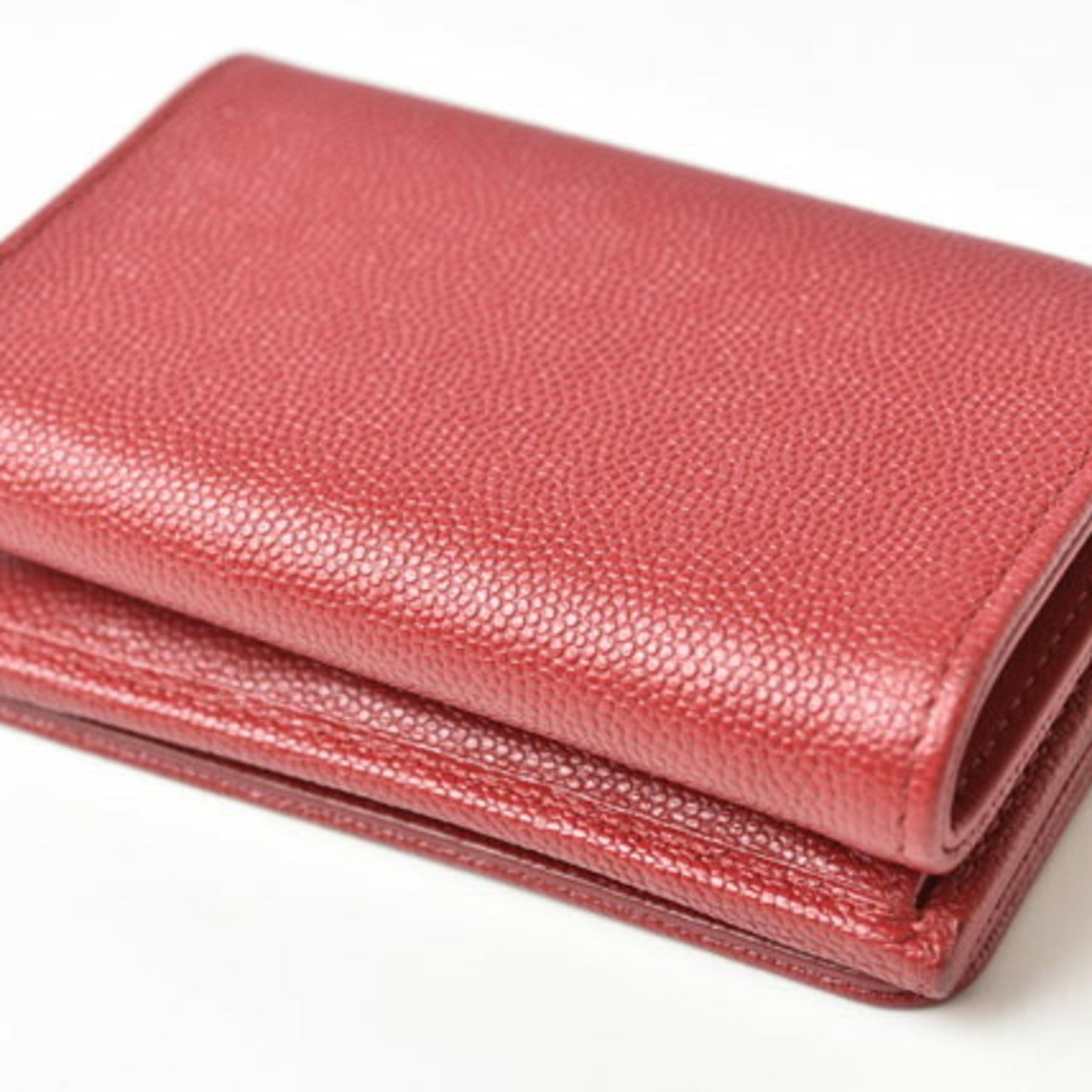 Luxury Chanel wallet  here mark caviar skin dark red
