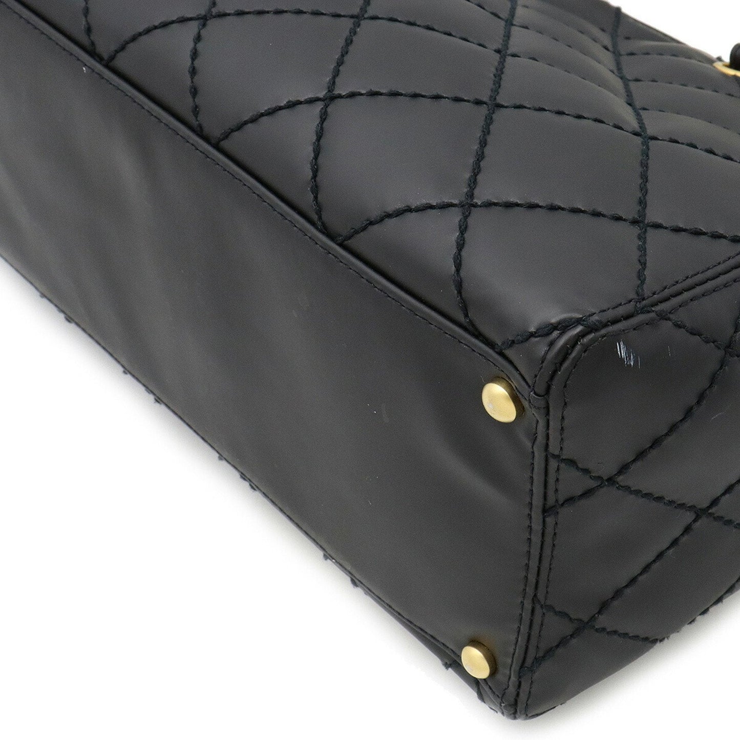 Luxury Chanel Matelasse Wild Stitch Tote Bag Chain Shoulder Matte Leather Black