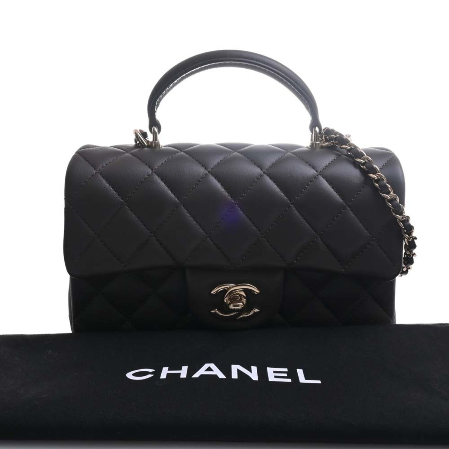 Luxury Chanel Lambskin Matelasse Coco Mark Chain Shoulder Bag Brown Women's