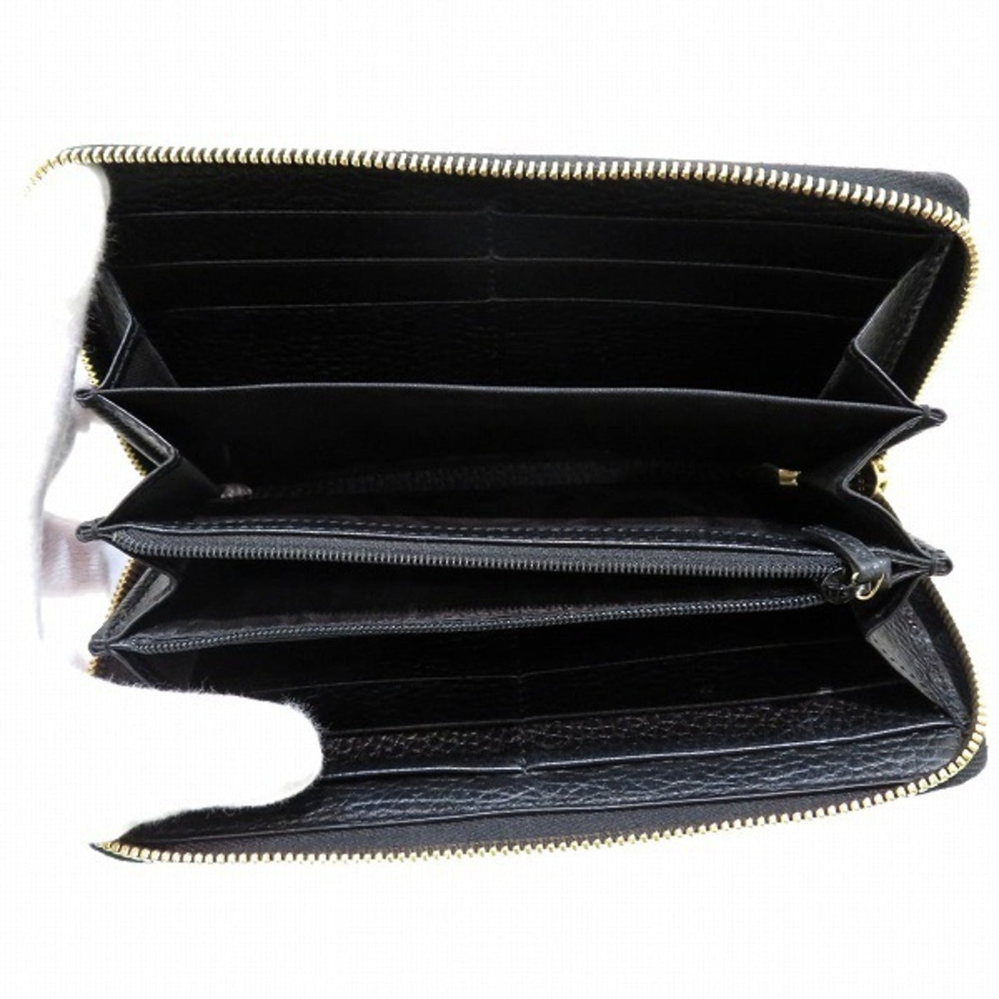 Luxury Gucci GG Marmont 456117 Black Round Zipper Long Wallet Ladies