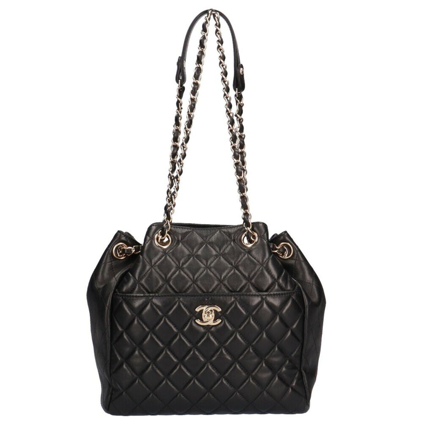 Luxury Chanel chain matelasse shoulder bag lambskin black ladies