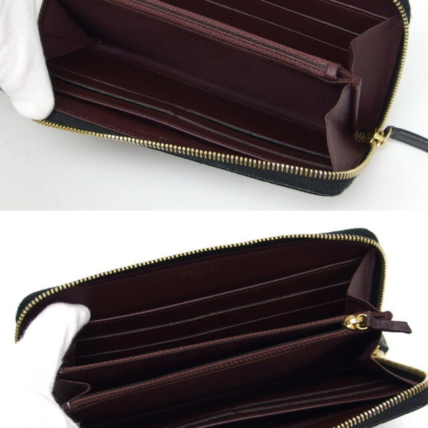 Luxury Chanel Matelasse round long wallet caviar skin