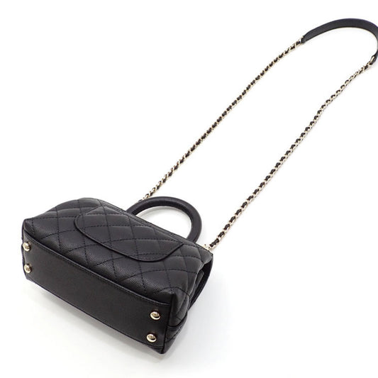 Luxury Chanel Handbag Matelasse Coco Handle XXS Women's Black Caviar Skin AS2215 Shoulder