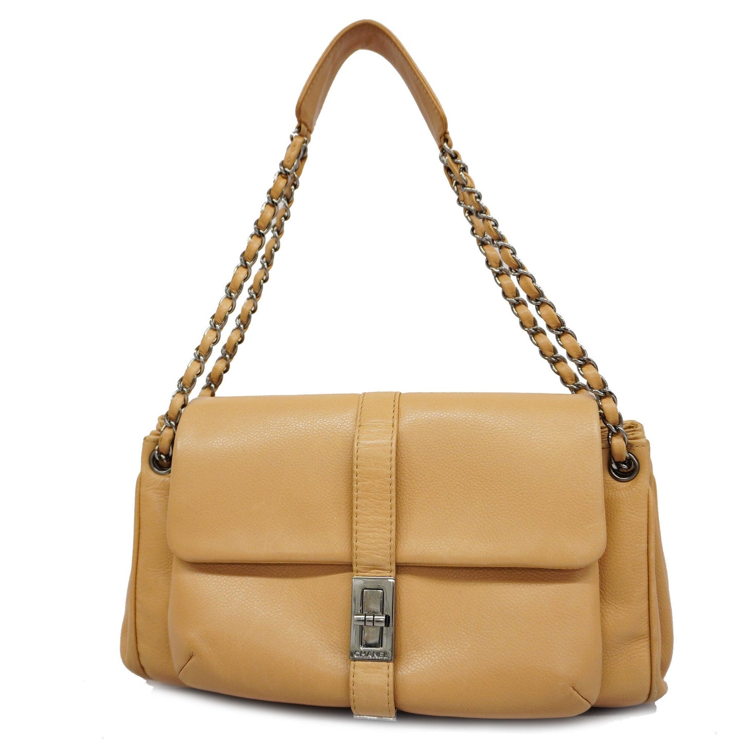 Luxury Chanel  2.55 Chain Shoulder Bag Women's Caviar Leather Shoulder Bag Beige