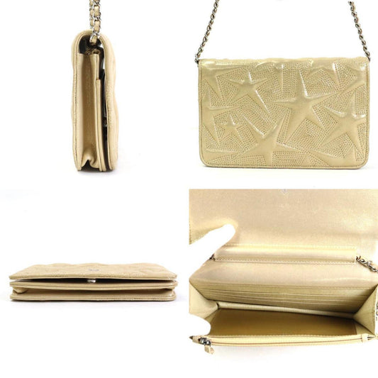 Luxury Chanel Wallet Chain Shoulder Bag Coco Mark Leather/Metal Gold/Silver Women's e55872a