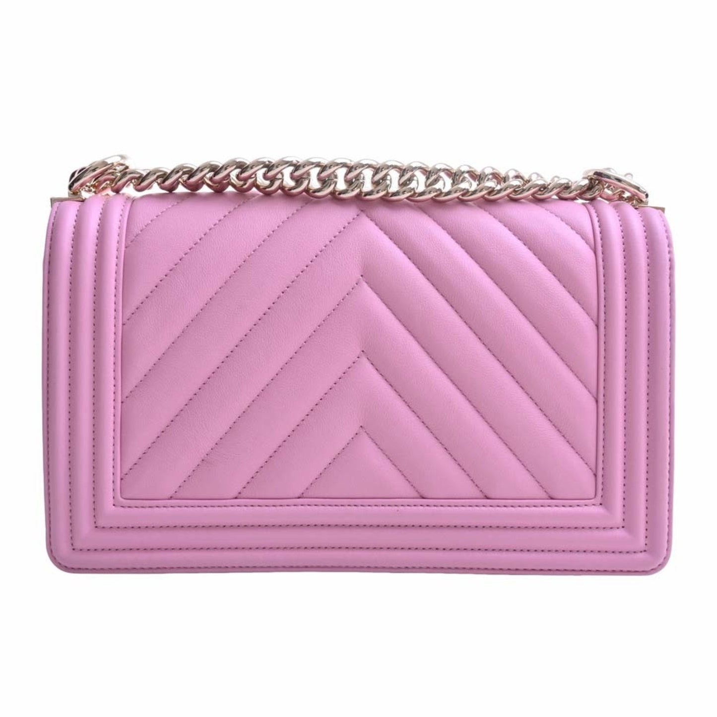 Luxury Chanel Lambskin Boy Coco Mark Chain Shoulder Bag Pink Ladies