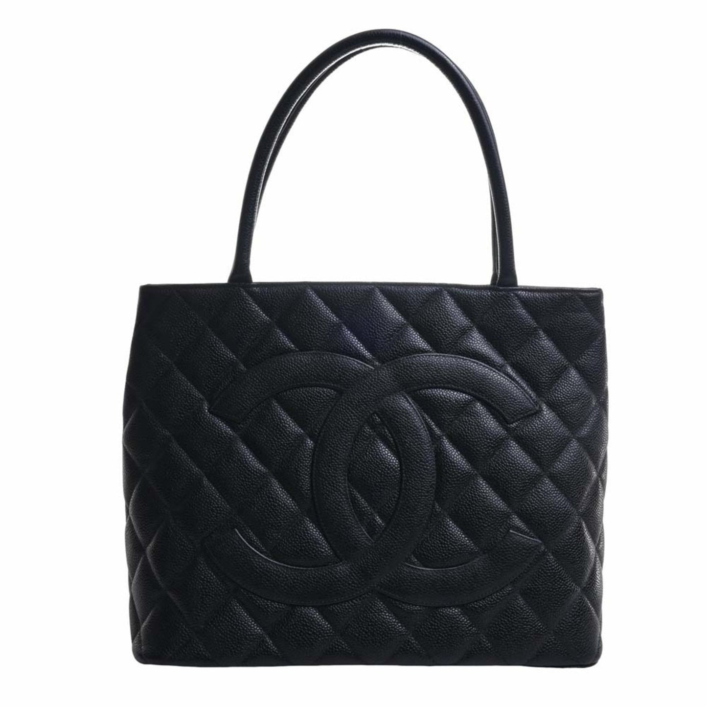 Luxury Chanel Caviar Skin Coco Mark Reprint Tote Bag Black Ladies