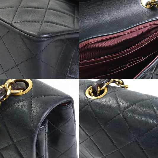 Luxury Chanel Crossbody Shoulder Bag Matelasse Leather/Metal Black/Gold Women's