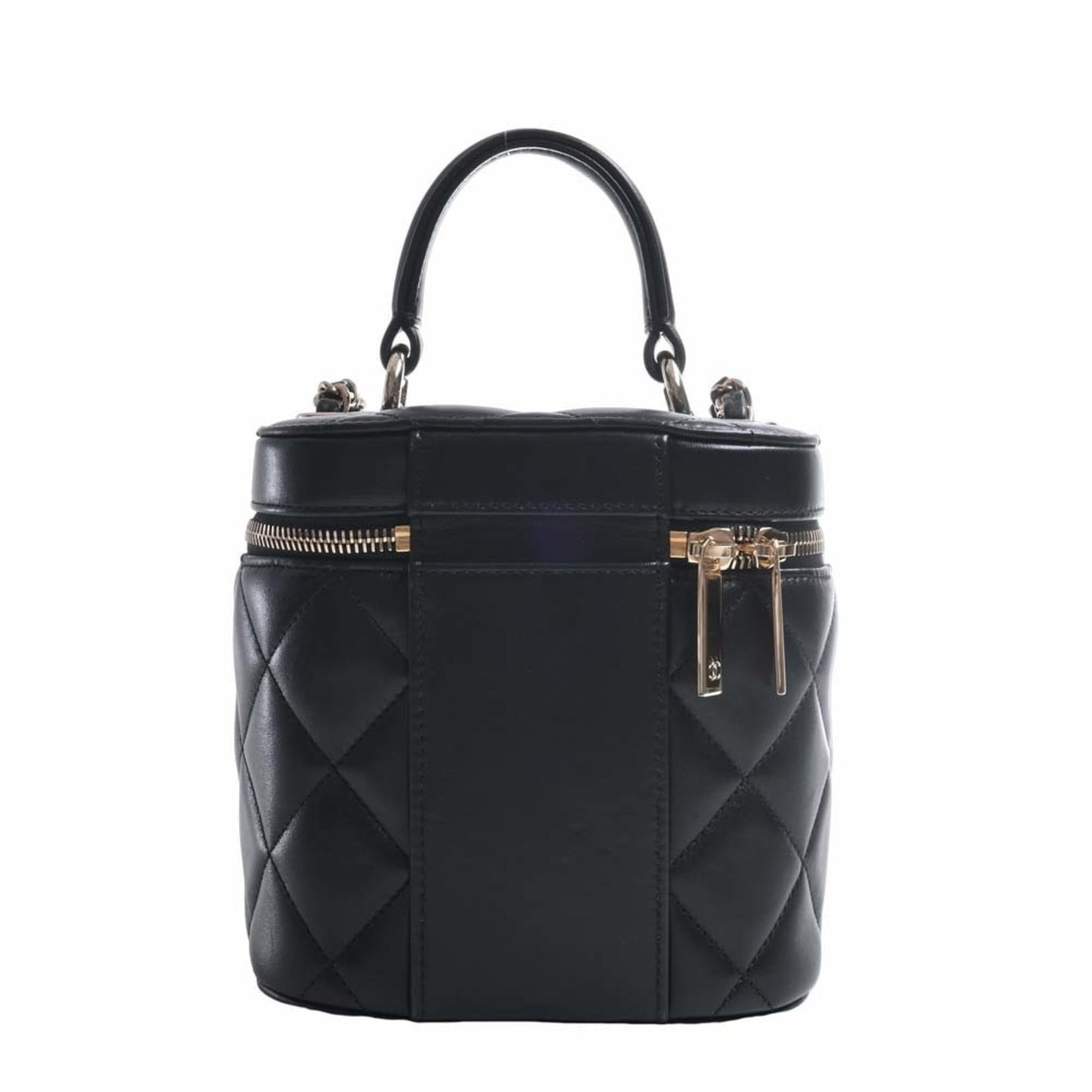 Luxury Chanel Lambskin Matelasse Coco Mark Vanity Bag Chain Shoulder Black Women's