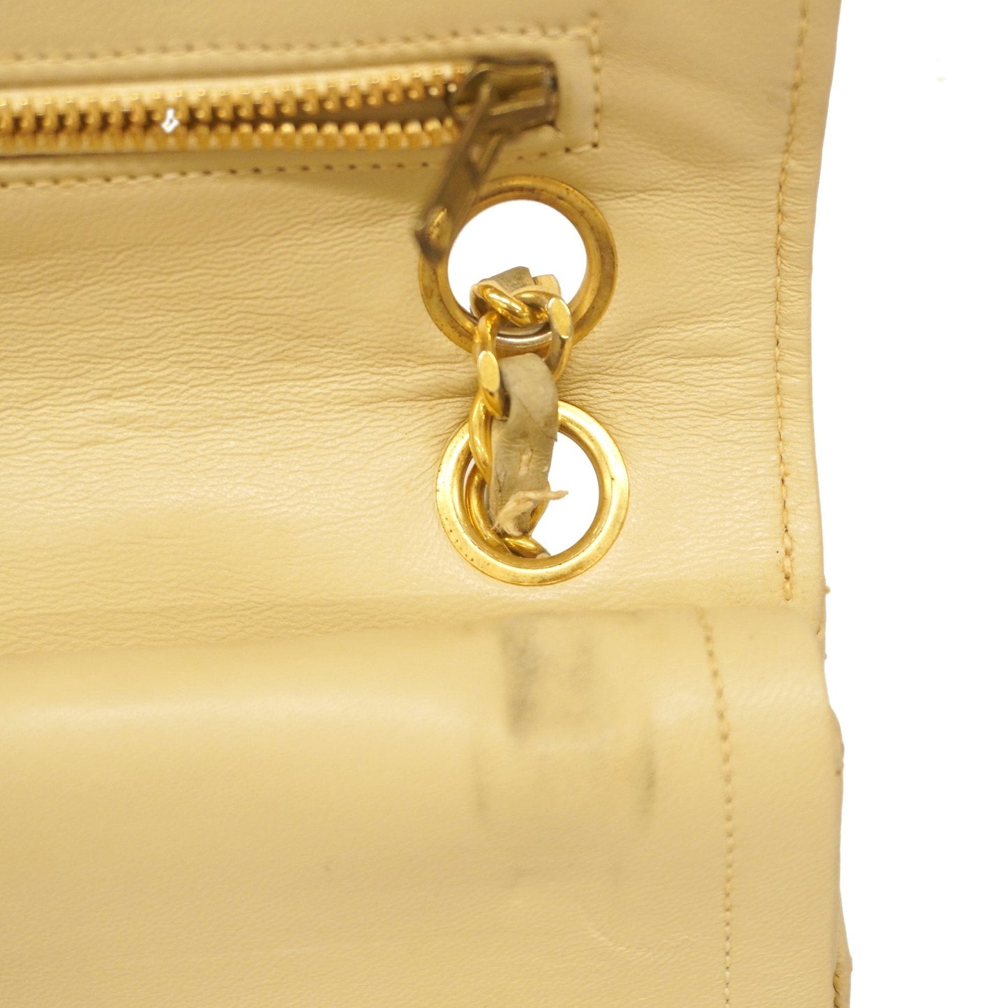 CHANEL  Matelasse W Flap W Chain Women's Leather Shoulder Bag Beige