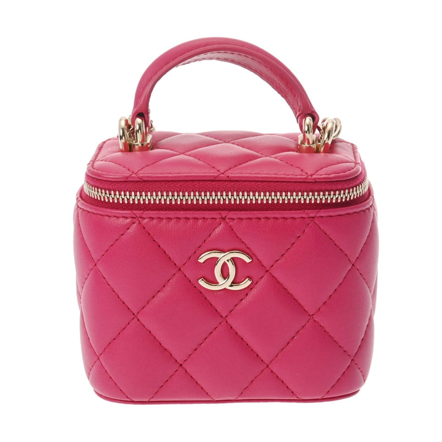 Luxury Chanel Matelasse Small Vanity Chain Shoulder Pink Champagne AP2198 Women's Lambskin Bag