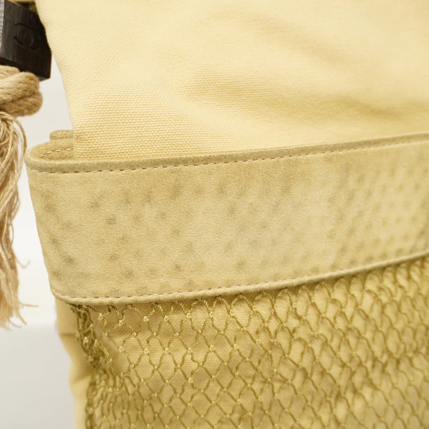 CHANEL  Chain Shoulder Women's Canvas Shoulder Bag Beige