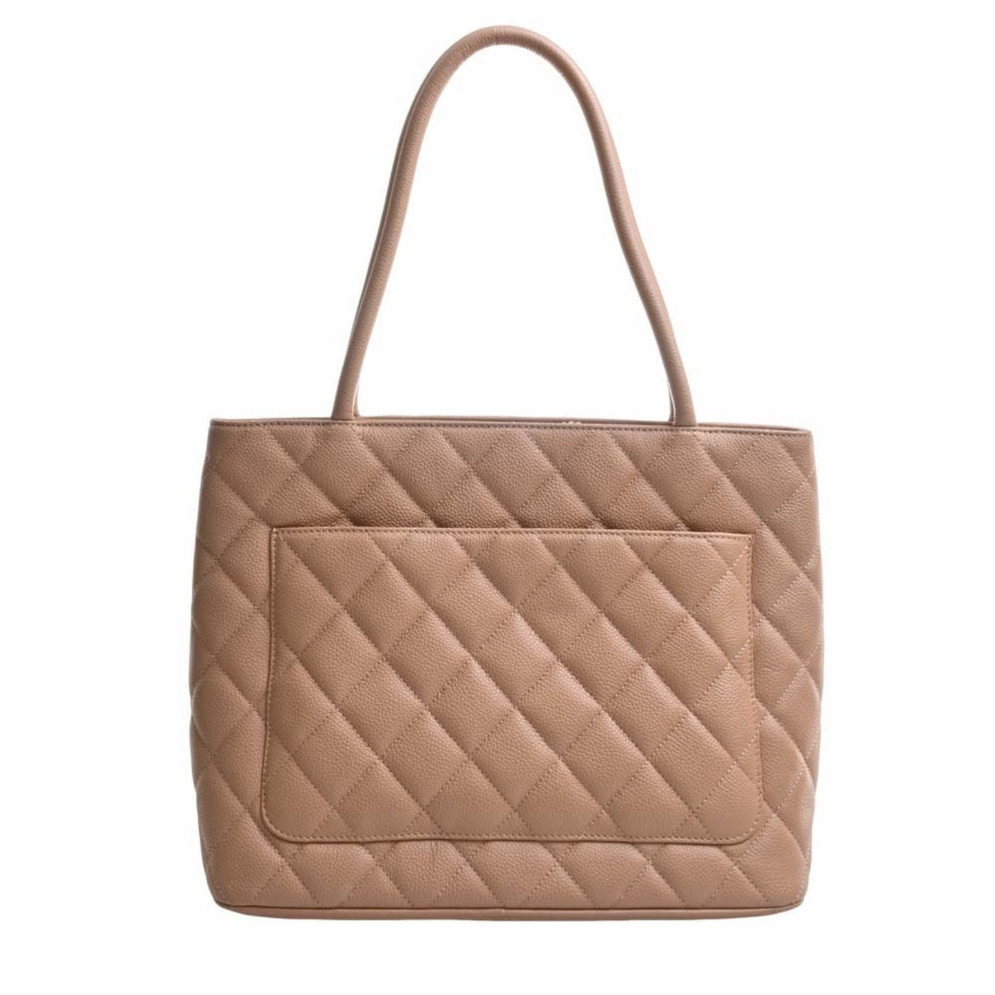 Luxury Chanel Caviar Skin Coco Mark Reproduction Tote Bag Beige Ladies