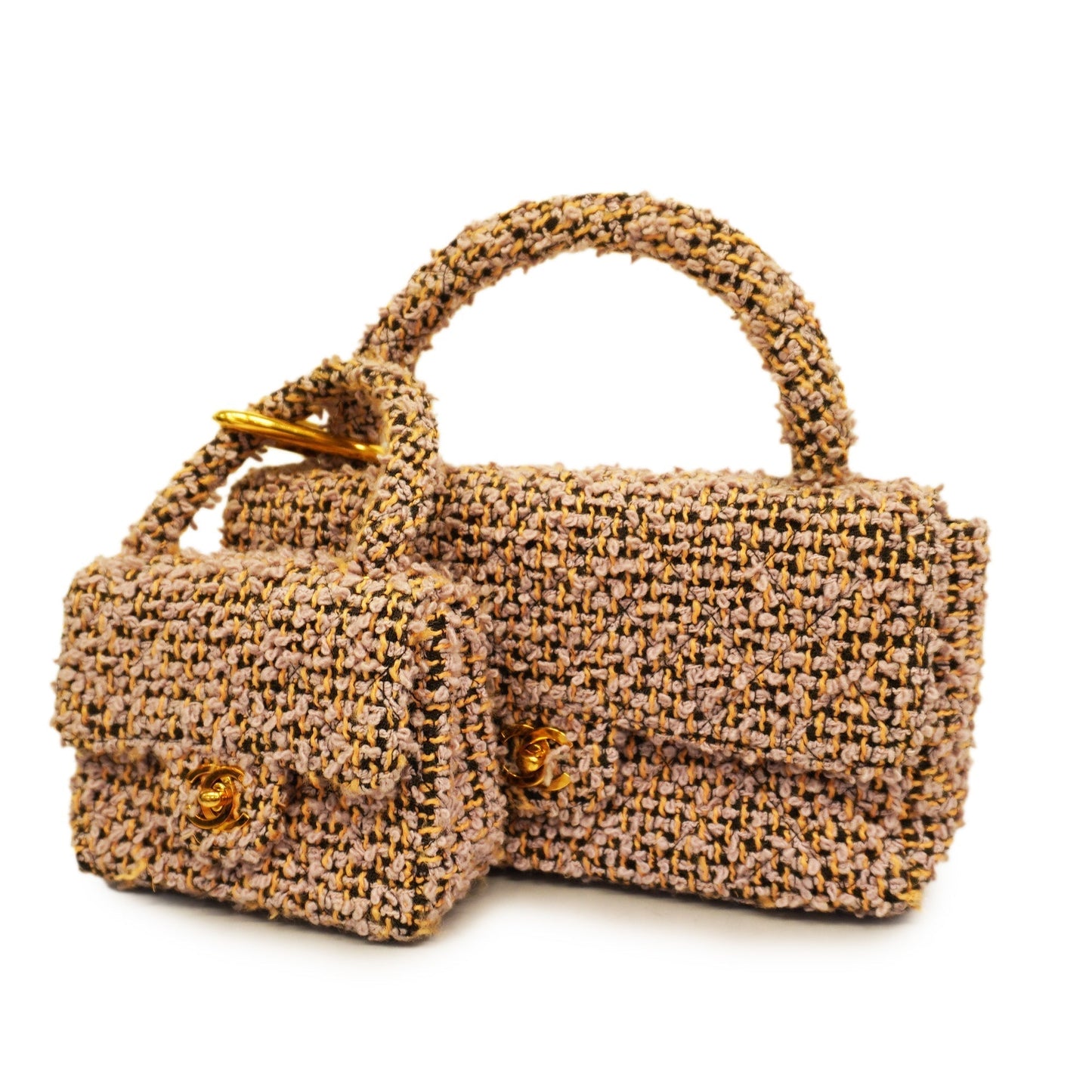 Luxury Chanel  Matelasse Parent-child Bag Women's Tweed Handbag Light Purple