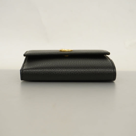 GUCCIAuth  GG Marmont Gold Hardware 456122 Women's Leather Wallet Black