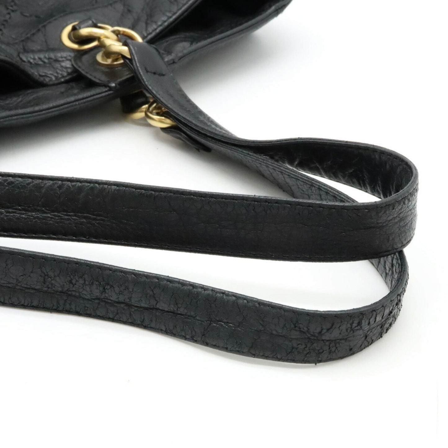 Luxury Chanel Ultra Stitch Coco Mark Tote Bag Shoulder Chain Leather Black