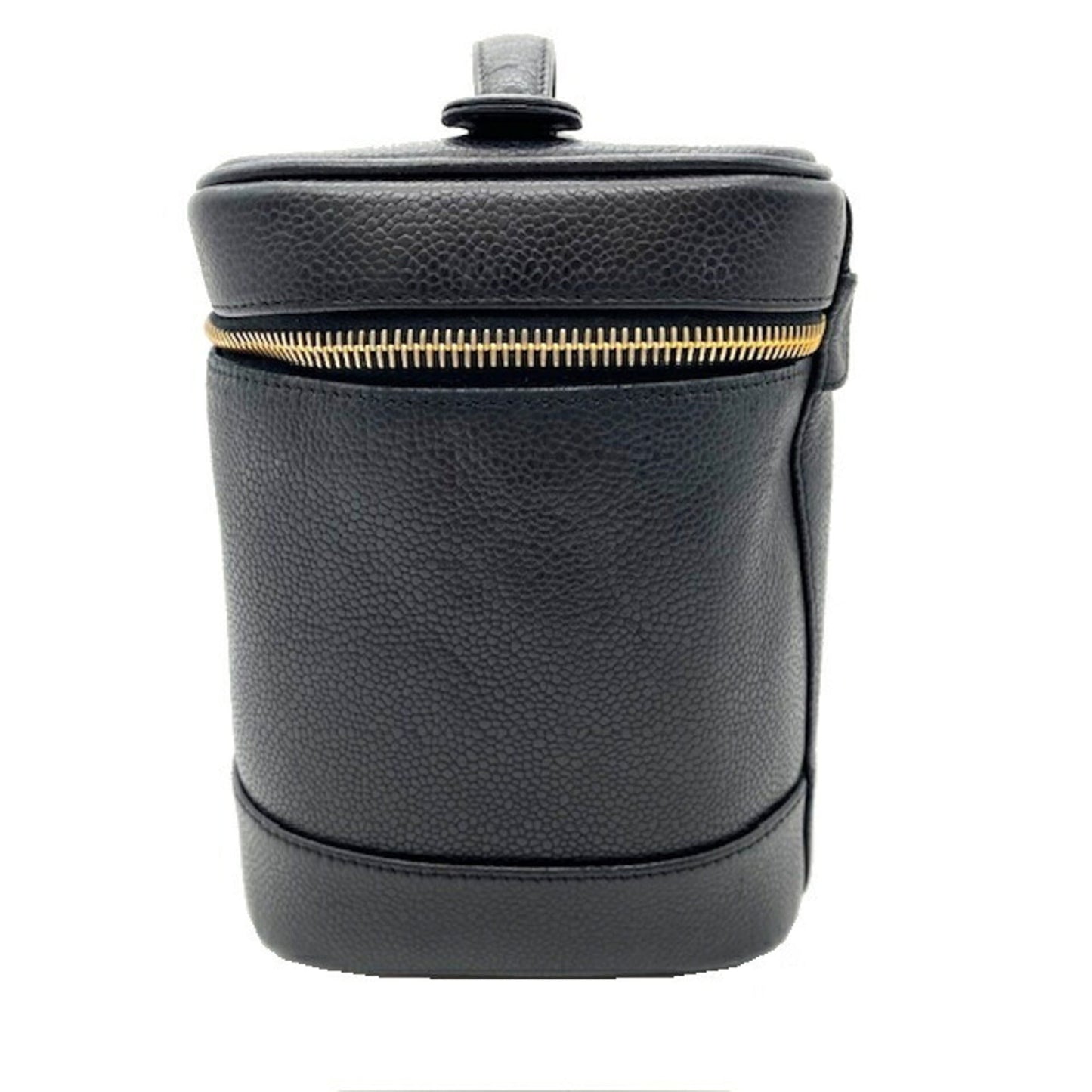 Luxury Chanel Vanity Bag Coco Mark Caviar Skin Women's Black